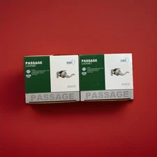 (2) Shield Security Door Lever Handle Passage Lockset in Satin Nickel - Grade 3