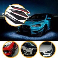 4 PC Bumper Fin Canard Splitter Glossy Carbon Fiber Diffuser Valence Spoiler Lip