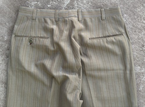 VTG 80s Men’s Pinstriped Straight Leg Dress Pants 31x31 Sand Gray Talon Zipper - Picture 16 of 17