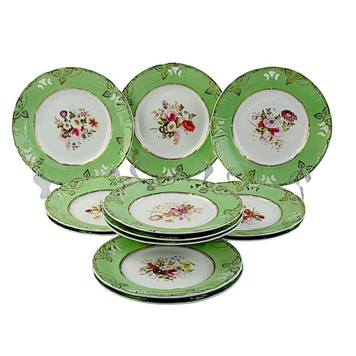 Antiguo Coalport, 12 platos de postre, 9,25 pulgadas - Imagen 1 de 8