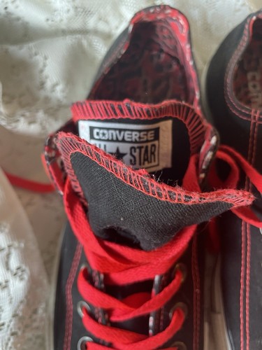 Converse Women Double Tongue 542485F Black w/red Shoes Sneakers 9/40 Animal Prin - Picture 3 of 11