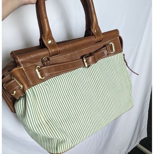 Bandolera Zink Collective Verde Blanco Rayas Preppy Tranquila Lujo Costera - Imagen 6 de 16
