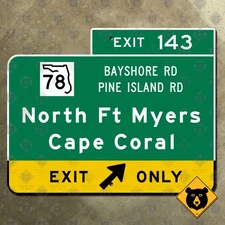 Florida State Road 78 North Fort Myers Cape Coral I-75 highway exit sign 12x9