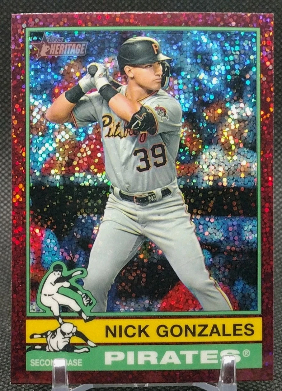 Nick Gonzales SP 2025 Topps Heritage Chrome Burgundy Sparkle Refractor #425