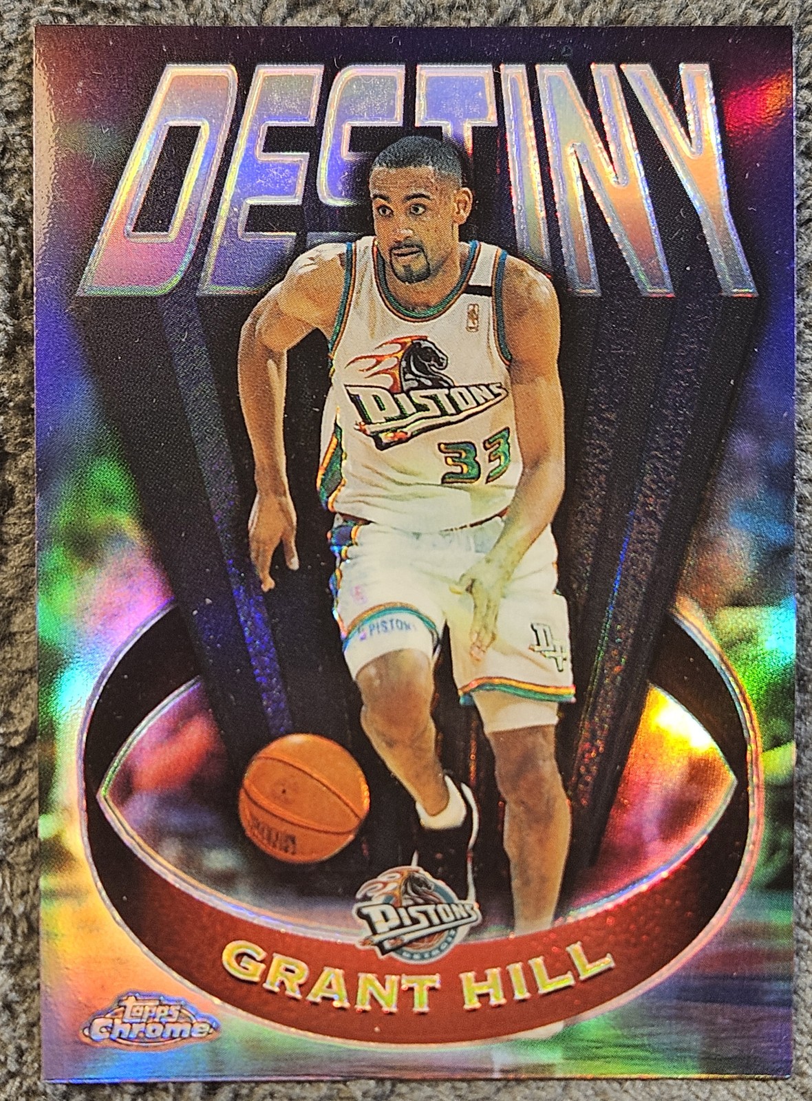 1997 Topps Chrome Destiny Refractor #D1 Grant Hill HOF Detroit Pistons