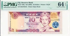 Reserve Bank Fiji $10 ND(2002)  PMG  64EPQ