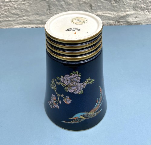 Vaso Carlton Ware Art Deco Bleu Royale Chinoiserie uccellino del paradiso immacolato - Foto 12 di 14