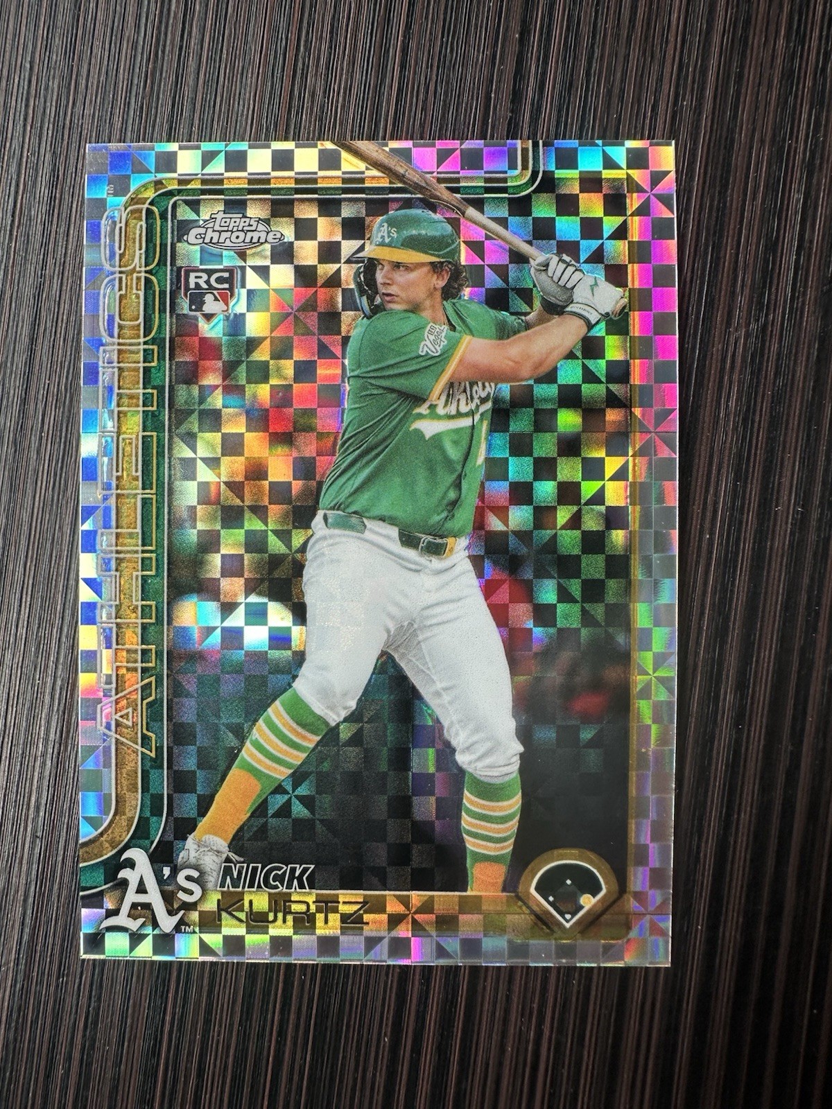 NICK KURTZ 2025 TOPPS CHROME UPDATE GEOMETRIC REFRACTOR RC #USC178 A’S