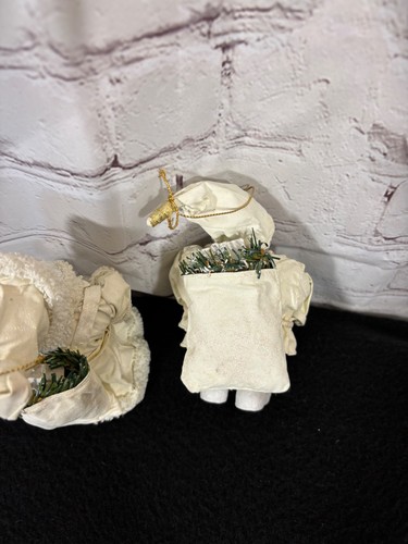 Pappmaché weiß Country Weihnachtsmann Ornamente 2er Set - Bild 5 von 7