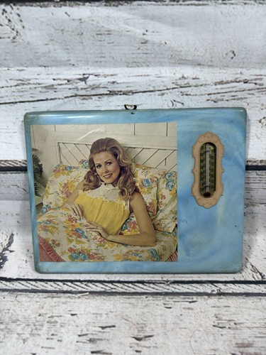 VTG Woman Laying In Bed Baby Memories 1937 Ceramic Wall Hanging Thermometer Sign - Picture 1 of 9