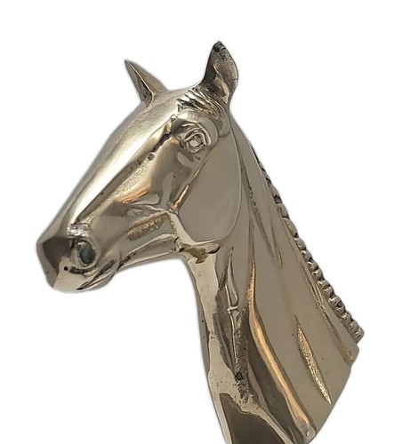 Vintage Brass Horse Head Figure 8.5" Brass Base - Picture 3 of 23