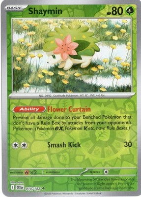 Shaymin 010/182 Uncommon Destined Rivals Pokemon Reverse Holo Near Mint