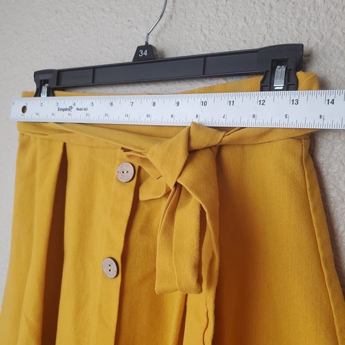 Falda para mujer See You Monday naranja mostaza mezcla de lino con botones delanteros talla M - Imagen 4 de 10