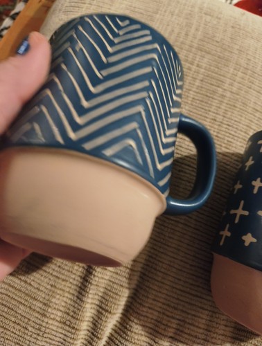 Boston Wearhous Stoneware Mugs Cups Stackable BOHO Colorful SET Of 2 Couples - Picture 4 of 10