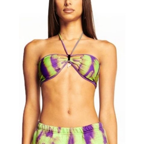 Top de bikini I.AM.GIA verde y púrpura tie dye Kiora cuello halter bandeau para mujer XS - Imagen 3 de 6