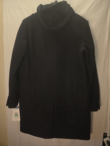 DKNY Mens Wool Blend Black Coat W/Removable Hood Size Large NEW - Picture 12 of 12