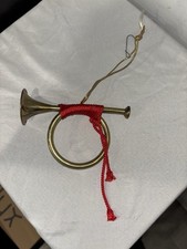 VINTAGE BRASS CHRISTMAS French Horn Bugle Hanging Ornament-Home Decor