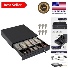 Secure 16" Cash Drawer with Adjustable Slots for POS System - Heavy Duty Metal