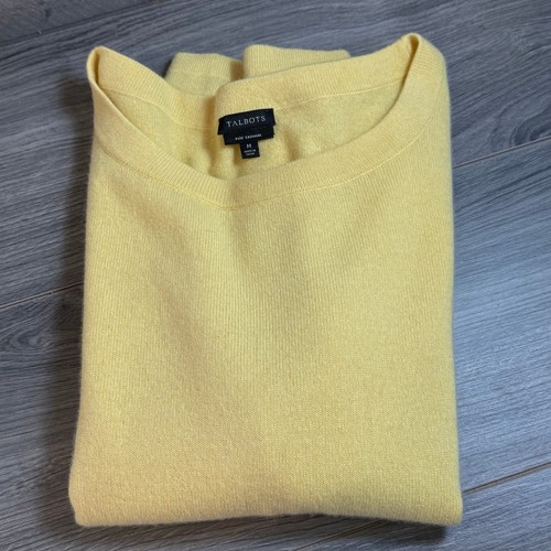 Talbots 100% Cashmere Boatneck Sweater Size M Classic Timeless Easter Yellow - Bild 9 von 14