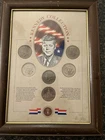 Rare Vintage John F. Kennedy Half Dollar Coin Collection Framed 6 US Coins