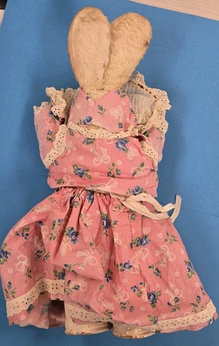Encantador conejo de Pascua grande antiguo vestido años 20 18" - Imagen 5 de 12