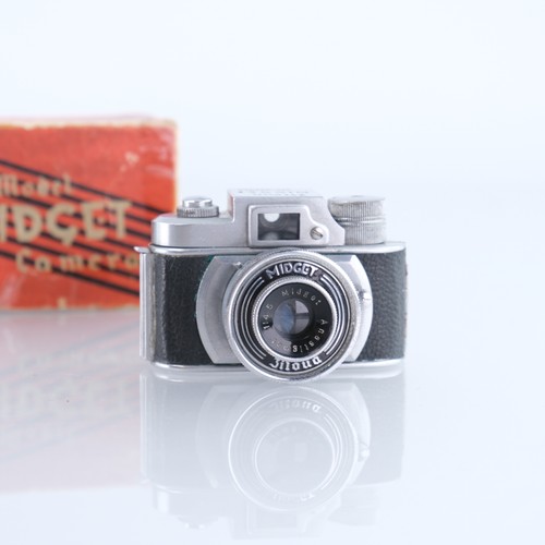 Cámara fotográfica subminiatura Misuzu Shokia Midget vintage 16 mm miniatura Japón en caja - Imagen 3 de 16