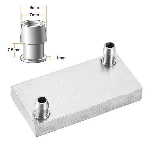 Aluminum Water Cooling Block 40x80x12mm Polished Heatsink with Nozzle - Afbeelding 2 van 4
