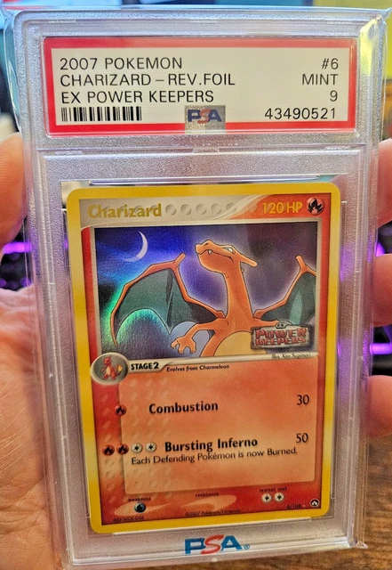 2007 Pokemon Charizard #6 Reverse Foil Rare EX Power Keepers Stamped Holo PSA 9 