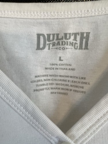 Duluth Trading Damen V-Ausschnitt Baumwolle weiß Henley Tank Top Shirt 100% Baumwolle LG - Bild 2 von 4