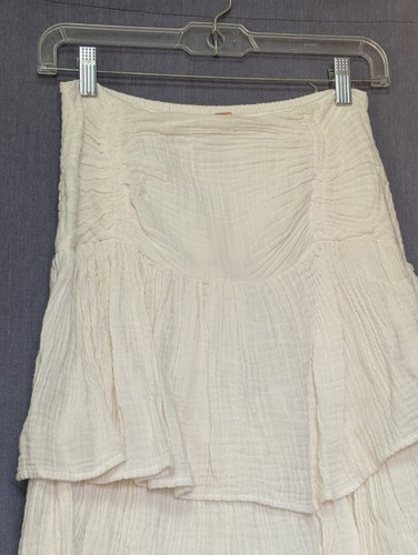 Free People Sz XS Midi Skirt Can’t Stop The Spring Cream Gauze Tiered Festival - Picture 3 of 16
