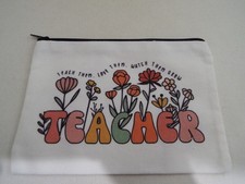 Teacher Pencil Supply Bag 5.5" x 8" Cotton Canvas
