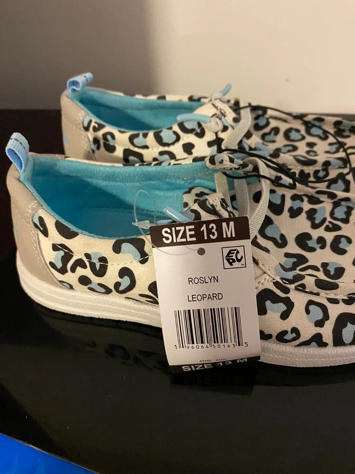 ZAPATOS INFORMALES SIN CORDONES NUEVOS PARA NIÑA TALLA 13 M EDDIE BAUER ROSLYN LEOPARDO Foto 2 de 4