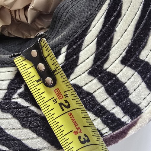 Vtg New York Hat & Cap Co. Zebra Safari Hat XL Cowboy Fedora Faux Fur Gangster - Picture 10 of 14