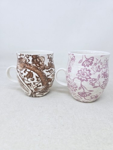 Anthropologie Homegrown Monogramme Initiales J&G Floral Chocolat & Framboise I8 - Photo 5/8
