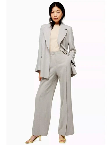 Brand New Ex Topshop Wide Leg Trouser And Slouch Blazer Jacket Suit With Linen