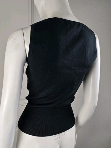 Express Black Sleeveless Fine Knit Top V-neck Sz M Silk Blend - Picture 7 of 9