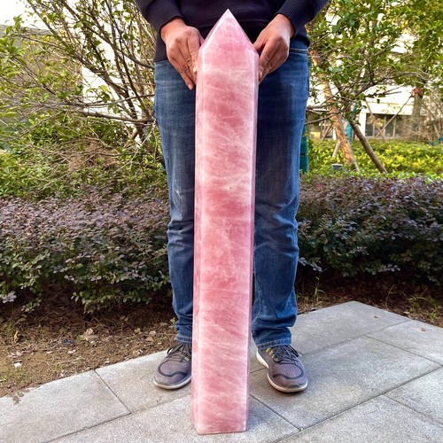 2 Stück Top! Großer natürlicher rosa Rosenquarz Obelisk Kristall Stabspitze 136,73 Pfund - Bild 5 von 15