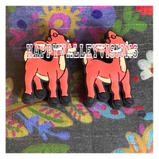 2 Pce REINDEER WITH RED NOSE Silicone Focal Beads DIY Jewelry Pens+ CHRISTMAS