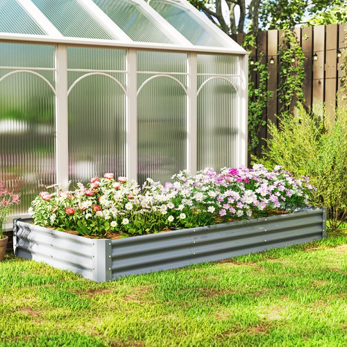 8x4x1ft Galvanized Raised Garden Bed, Open Bottom, Silver - Imagen 9 de 11