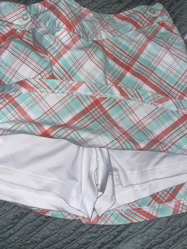 Lady Hagen Golf Skort Rock unter Shorts kariert grün koralle Damengröße 4 " - Bild 5 von 8