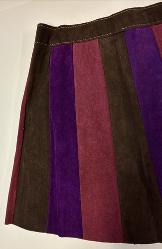 Vintage 70’s Multicolor Suede Mini Skirt Hippie Boho 26" waist - Picture 13 of 24