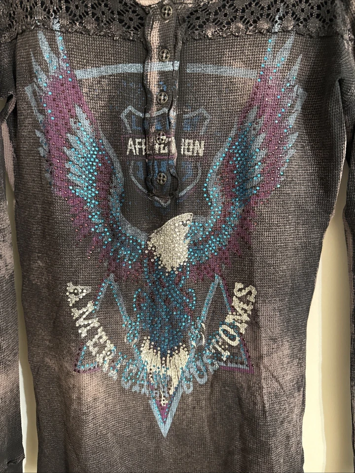 Tops femininos Affliction vigas altas tamanho P - Imagem 4 de 4