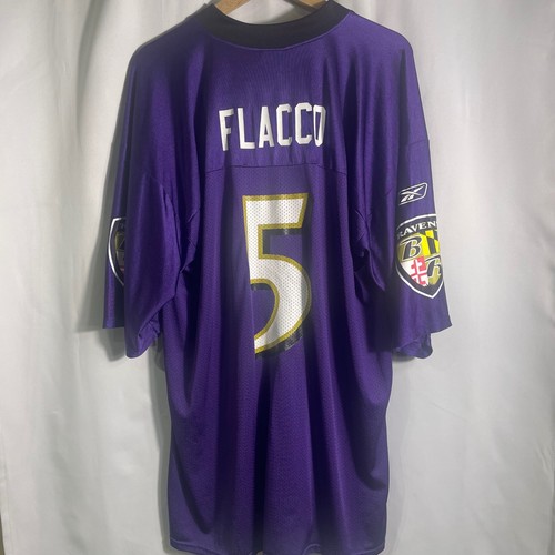 Reebok NFL Baltimore Ravens Flacco #5 Purple Jersey Mens XL Football - Picture 7 of 9