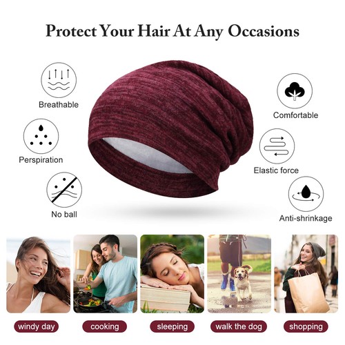 4 Pezzi Berretto da Letto Foderato in Raso Cappello Berretto da Notte Capelli per Donna - Foto 6 di 7