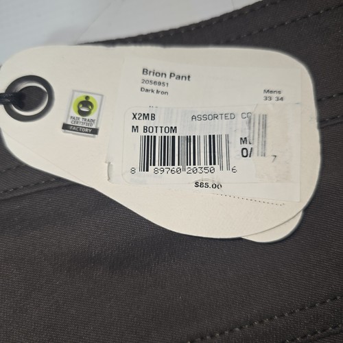 PRANA Mens Brion Hiking Pants 33x34 Dark iron  Standard Fit  NWT - Picture 9 of 11