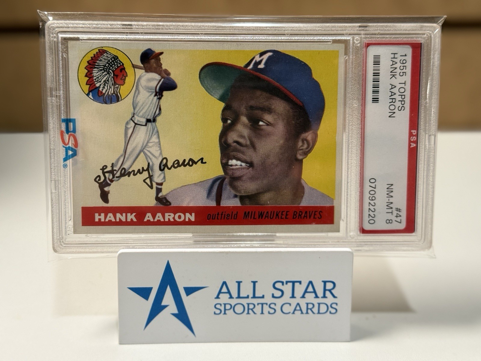 1955 Topps Hank Aaron #47 PSA 8 NM-MT MINT CLEAN RARE VINTAGE 2nd Year