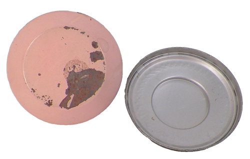 Niagara Falls Powder Jar Pink Enamel Silvertone Metal 1930s Vintage Souvenir - Bild 5 von 5