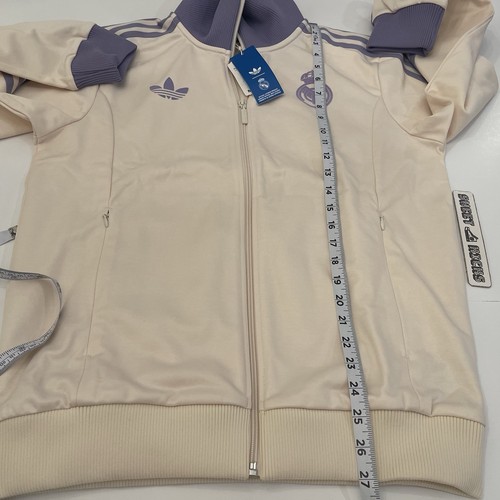 adidas Real Madrid CF Jacket Mens Size M Beckebauer Track Top Wonder White Lilac - Picture 5 of 8