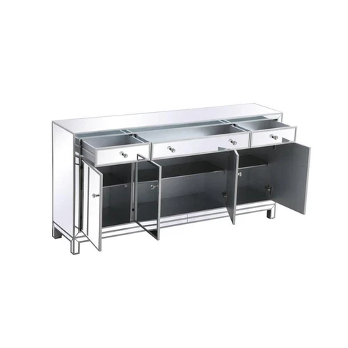 Elegant Decor Reflexion 72" Metal and MDF Mirrored Credenza in Antique Silver - Picture 5 of 8