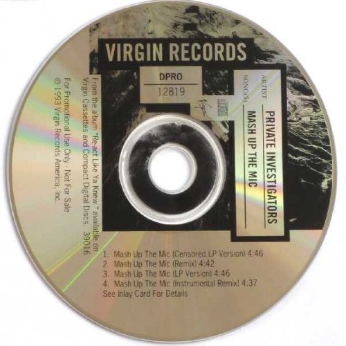 PRIVATE INVESTIGATORS - MASH UP THE MIC U.S. PROMO CD-SGL 1993 4 TRACKS